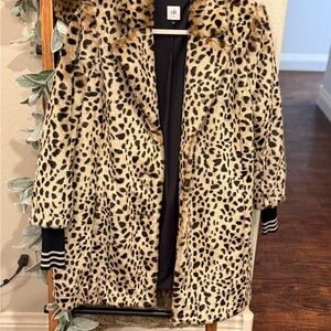CAbi Leopard-Print Faux Fur Jacket in Beige and Black